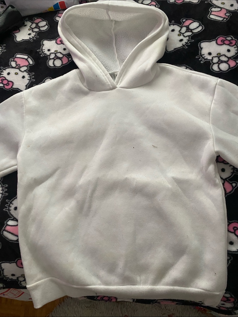 SHEIN White Kids Hoodie Pullover Simple Fleece Sweatshirt
